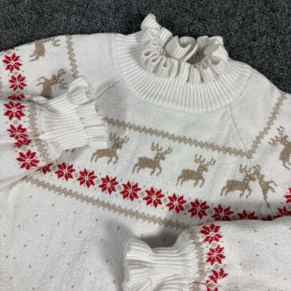 Janie and Jack Toddler Girl's Knit‎ Christmas Dress 6 Reindeer Winter Snowflake